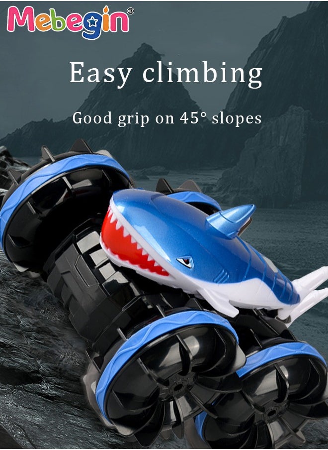 Amphibious Remote Control Car with Shark Shape, 2.4 GHz Double Side Radio Control Drift Race Car, Gesture Sensing RC Stunt Car, Suitable for Various Roads, Ideal Gift for Kids Aged 6+