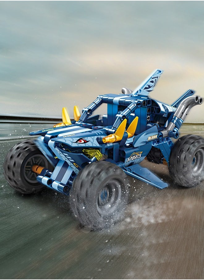 2 in 1 Transforming Car Toys, Racing Car Building Block Set, Deformation Race Car Building Toys, Pull Back Sport Car with Light and Strong Crash Resistance, Ideal Gift for Boys, 13.1*24.8*12.3cm