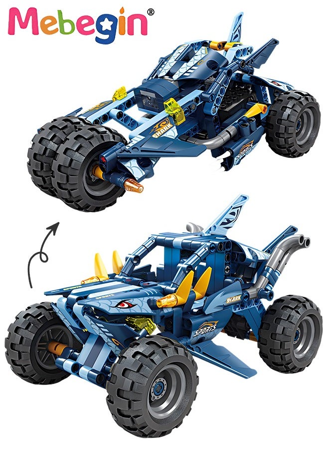 2 in 1 Transforming Car Toys, Racing Car Building Block Set, Deformation Race Car Building Toys, Pull Back Sport Car with Light and Strong Crash Resistance, Ideal Gift for Boys, 13.1*24.8*12.3cm