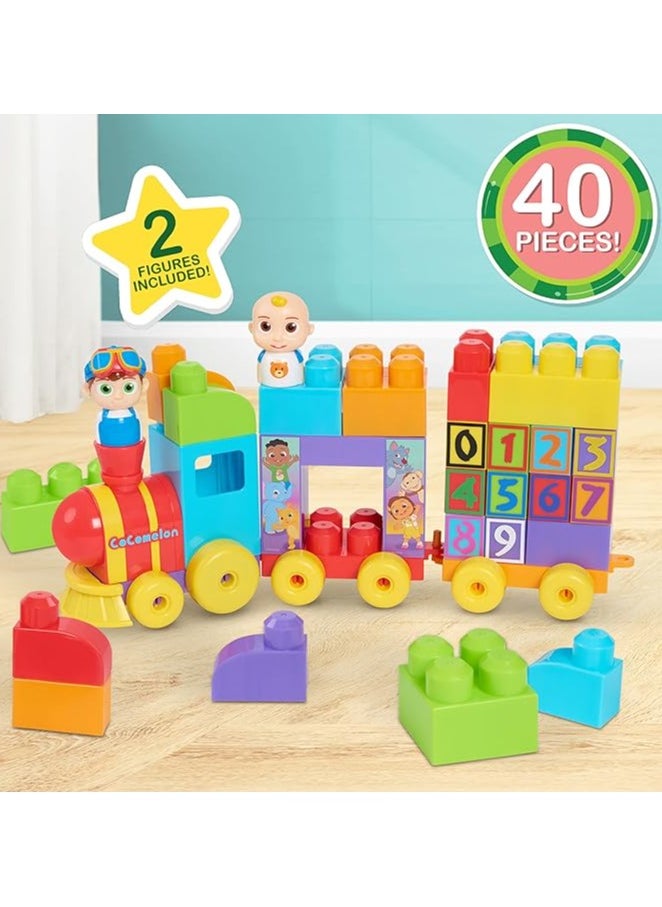 Just Play CoComelon Stacking Train Building Block Set – 40 Pieces with JJ & TomTom Figures – Educational Color & Number Recognition,musical Toy set for Toddlers