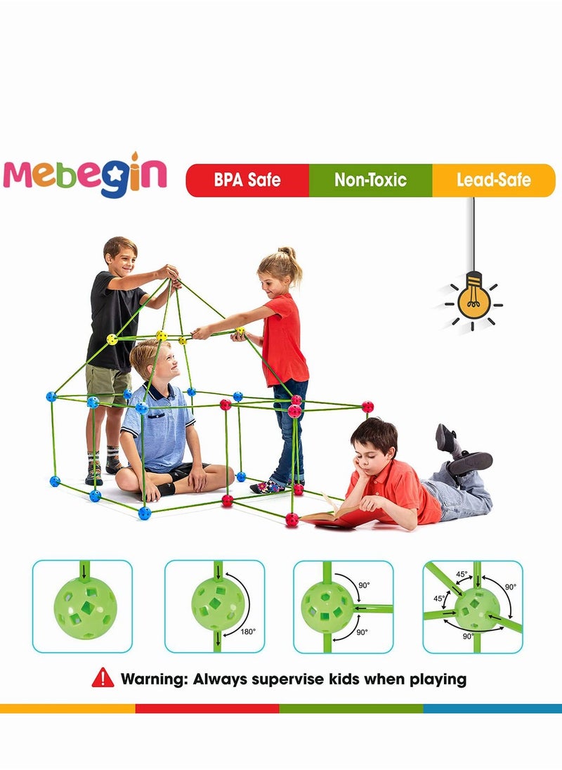 Kids Fort Building Kit with 176 Sticks and 88 Balls, DIY Construction Fort Building Kit, Construction STEM Toys, Fun Castles Tunnels with Rods and Balls, Educational Learning Toy, Ideal Gift for Kid