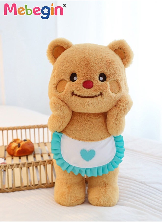 85cm Soft Animal Plush Toy, Resilient Plush Bear, Fuzzy Standing Plush Bear Embroided with Apron, Good Companion for Kids to Sleep, Ideal Gift for Kids and Adults