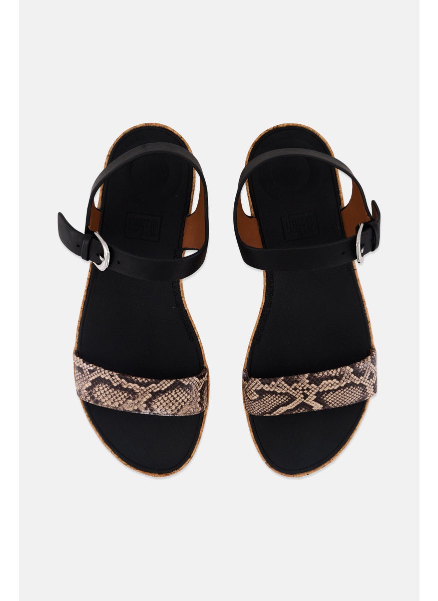 Women Bon Back Strap Adjustable Buckle Sandals, Black Combo