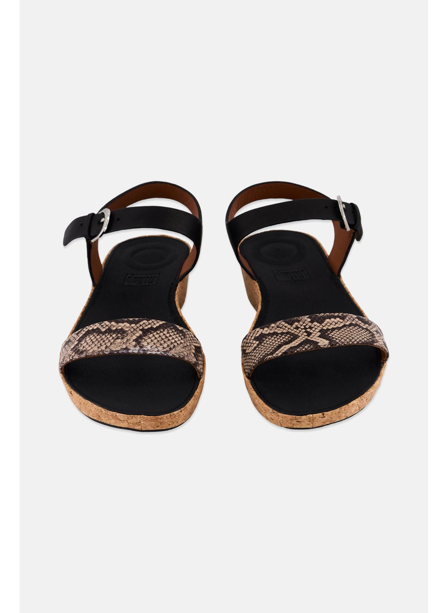 Women Bon Back Strap Adjustable Buckle Sandals, Black Combo