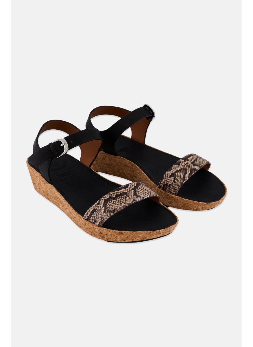 Women Bon Back Strap Adjustable Buckle Sandals, Black Combo