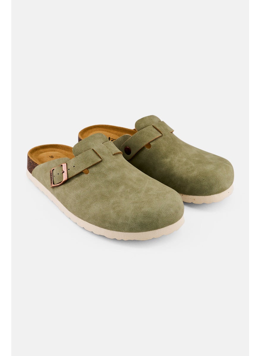 Women Slip On Cork Clogs, Dusty Olive