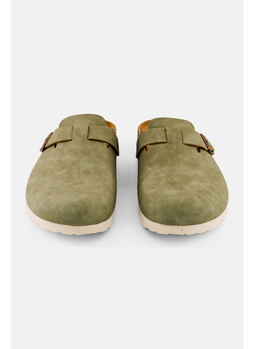 Women Slip On Cork Clogs, Dusty Olive