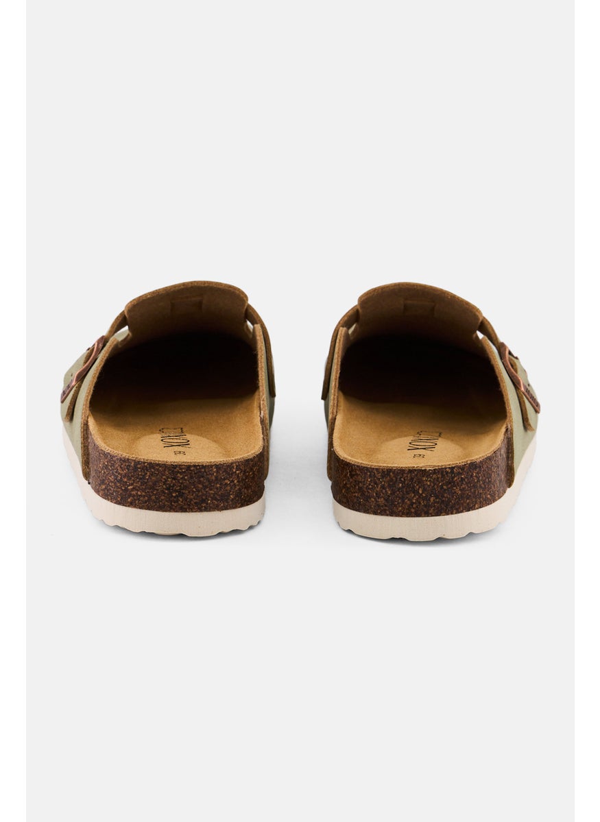 Women Slip On Cork Clogs, Dusty Olive