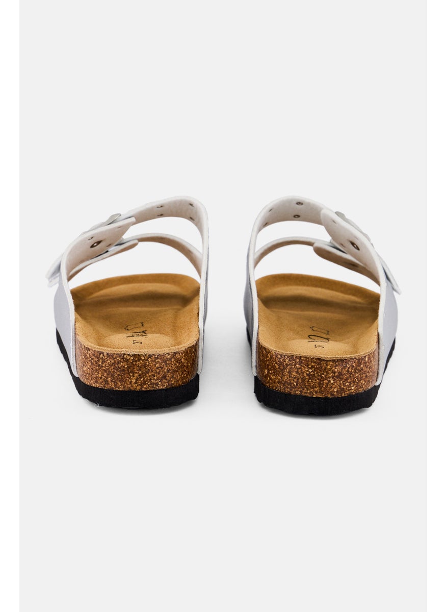 Women Slip On Sandals, Silver