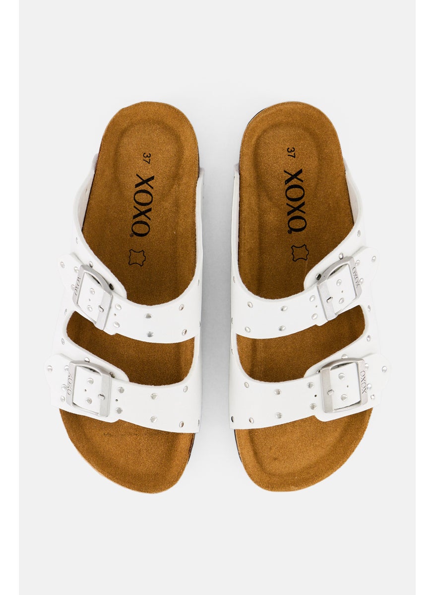 Women Slip On Sandals, White