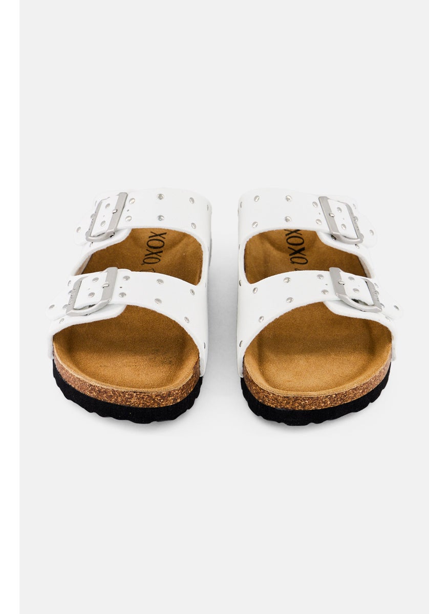 Women Slip On Sandals, White