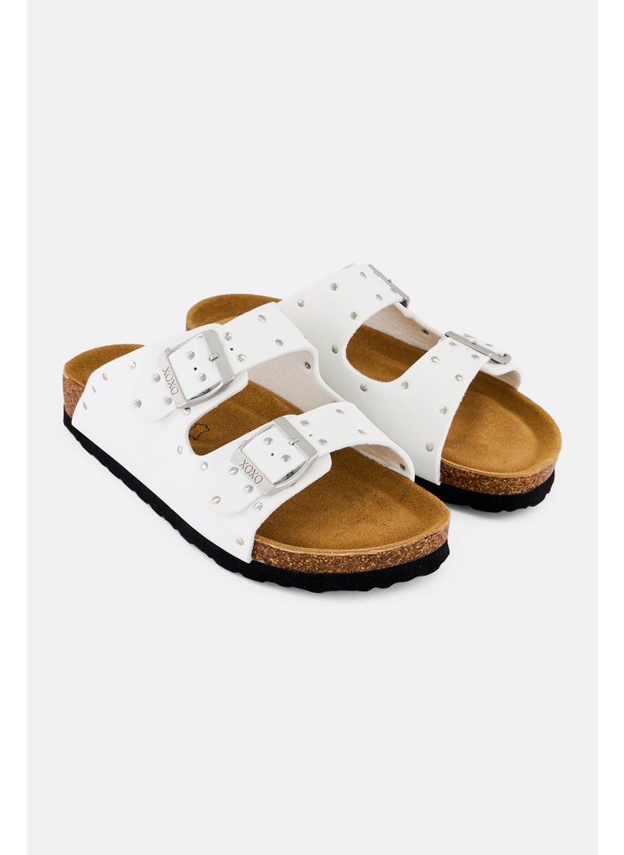Women Slip On Sandals, White