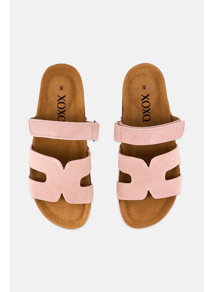 Women Slip On Cork Sandals, Pink