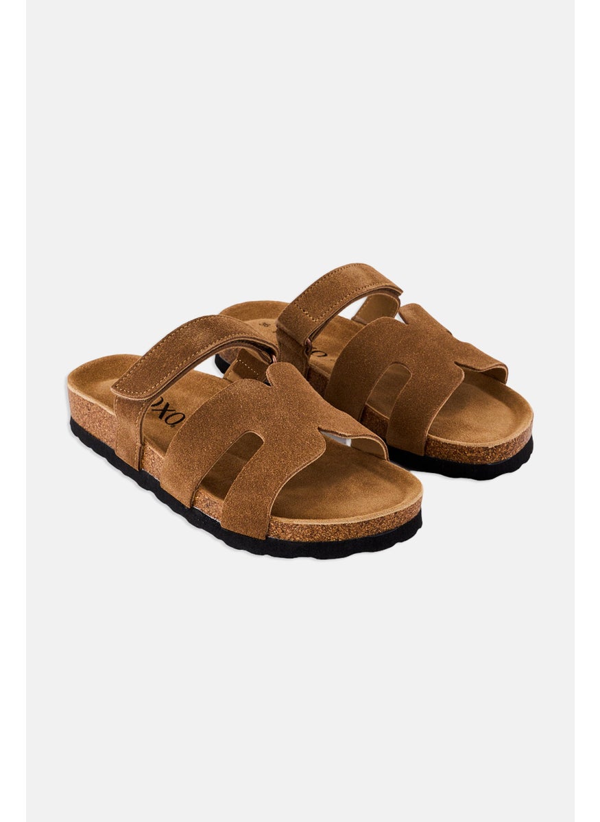 Women Slip On Cork Sandals, Brown