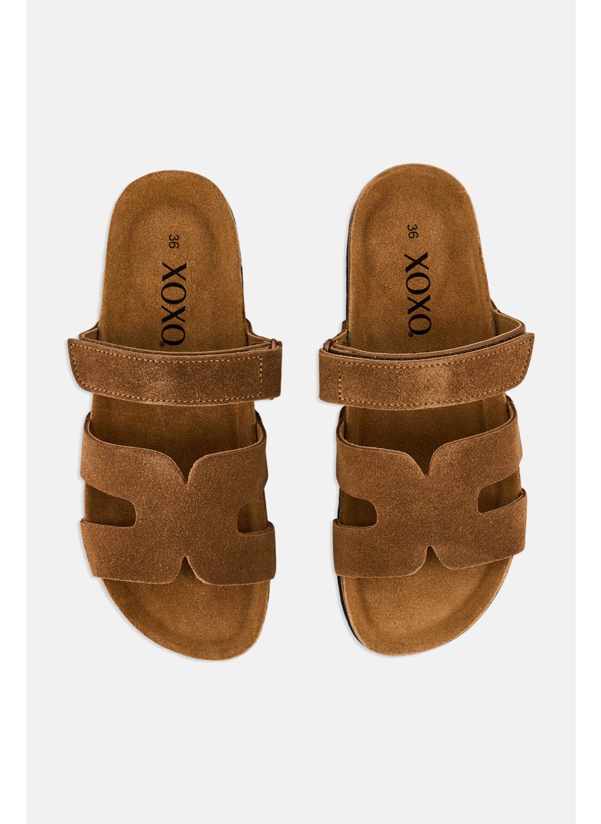 Women Slip On Cork Sandals, Brown