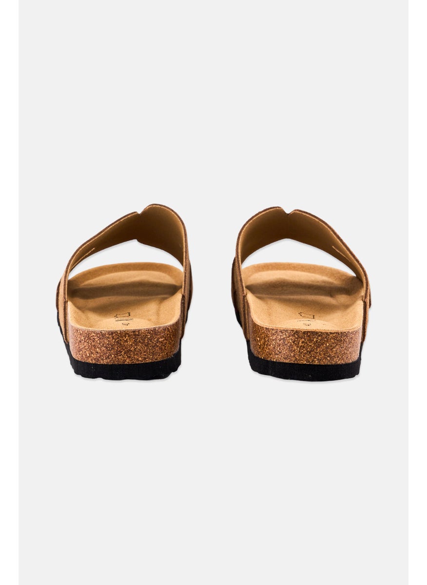 Women Slip On Cork Sandals, Tan
