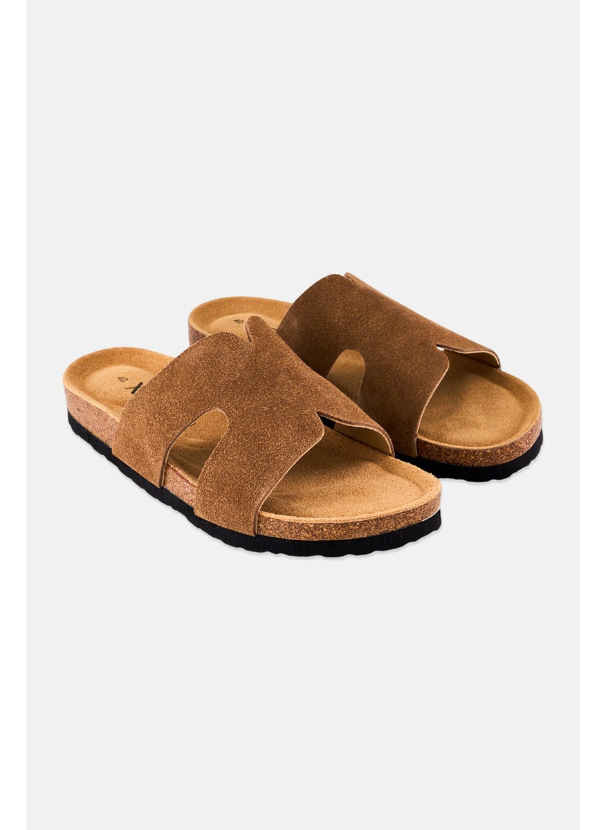 Women Slip On Cork Sandals, Tan