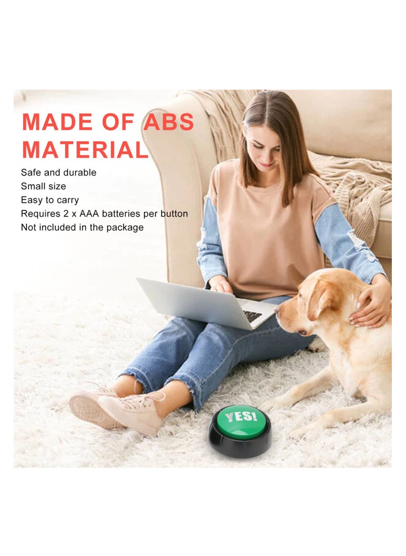 4Pcs Dog Training Buzzer with Yes/No/Sorry/Maybe Sounds, Interactive Pet Communication Toy for Cats  Dogs, Language Learning Tool