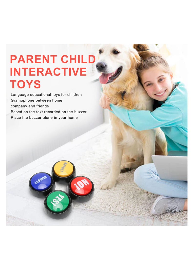 4Pcs Dog Training Buzzer with Yes/No/Sorry/Maybe Sounds, Interactive Pet Communication Toy for Cats  Dogs, Language Learning Tool