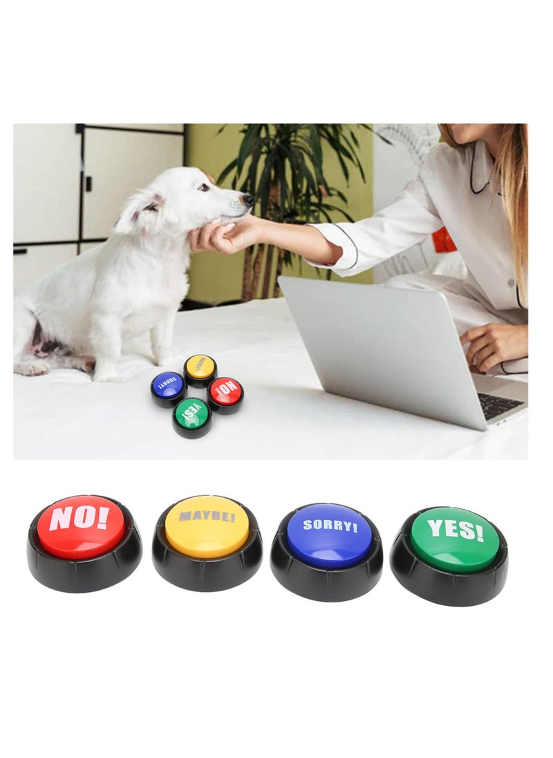 4Pcs Dog Training Buzzer with Yes/No/Sorry/Maybe Sounds, Interactive Pet Communication Toy for Cats  Dogs, Language Learning Tool