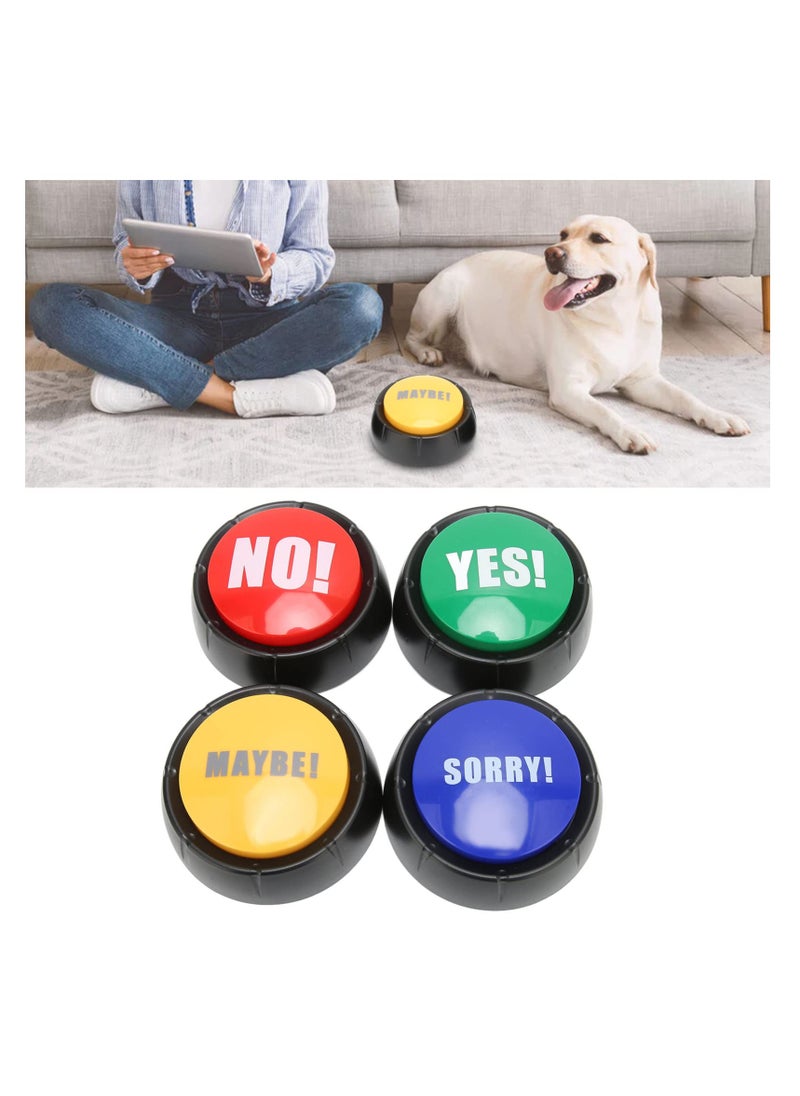 4Pcs Dog Training Buzzer with Yes/No/Sorry/Maybe Sounds, Interactive Pet Communication Toy for Cats  Dogs, Language Learning Tool