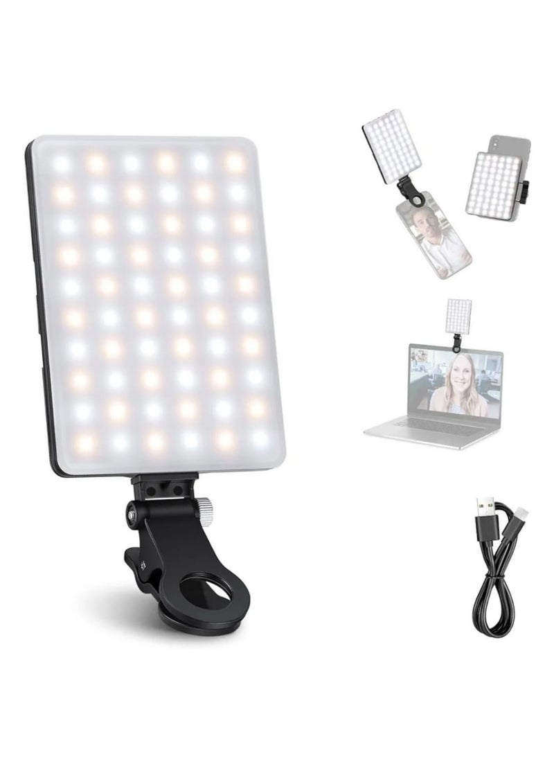 Portable Rechargeable RGB Selfie Light – 2500K-9000K Dimmable Full Color Video Light for Phone, Laptop, Tablet & Camera | Clip-On LED for Selfies, Vlogs, Video Conferencing