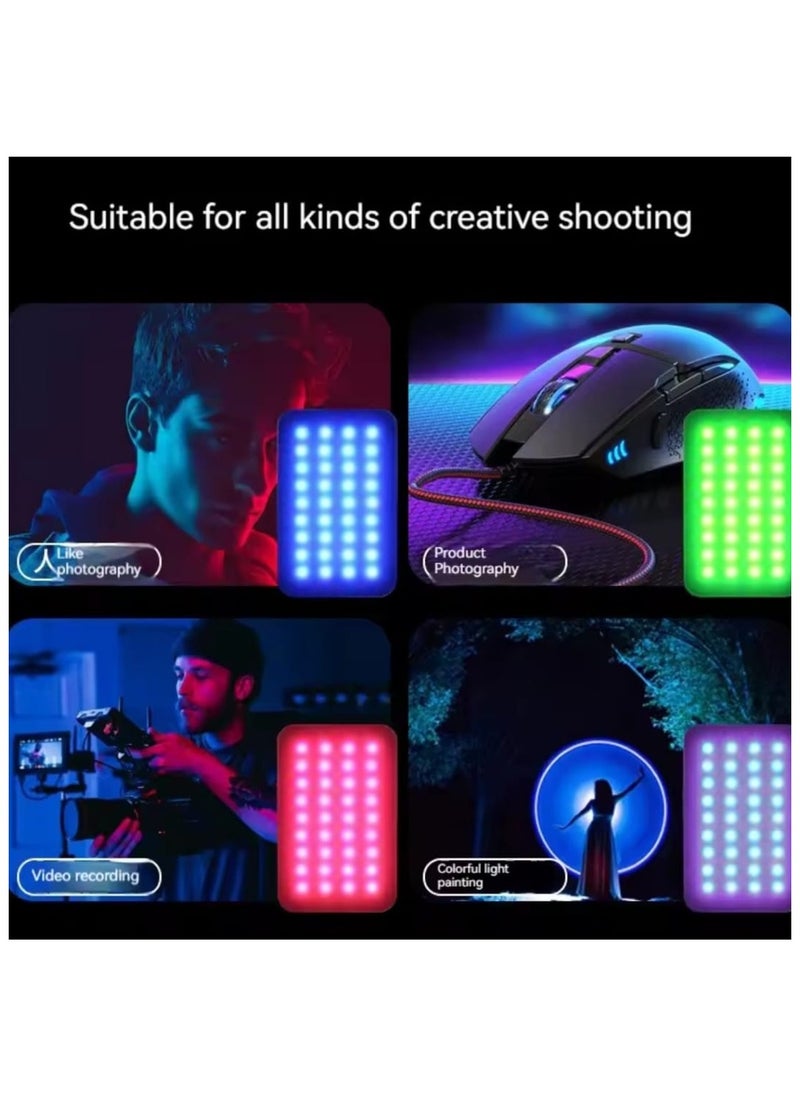 Portable Rechargeable RGB Selfie Light – 2500K-9000K Dimmable Full Color Video Light for Phone, Laptop, Tablet & Camera | Clip-On LED for Selfies, Vlogs, Video Conferencing