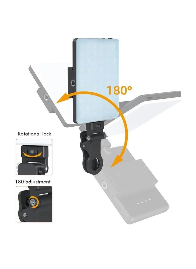 Portable Rechargeable RGB Selfie Light – 2500K-9000K Dimmable Full Color Video Light for Phone, Laptop, Tablet & Camera | Clip-On LED for Selfies, Vlogs, Video Conferencing