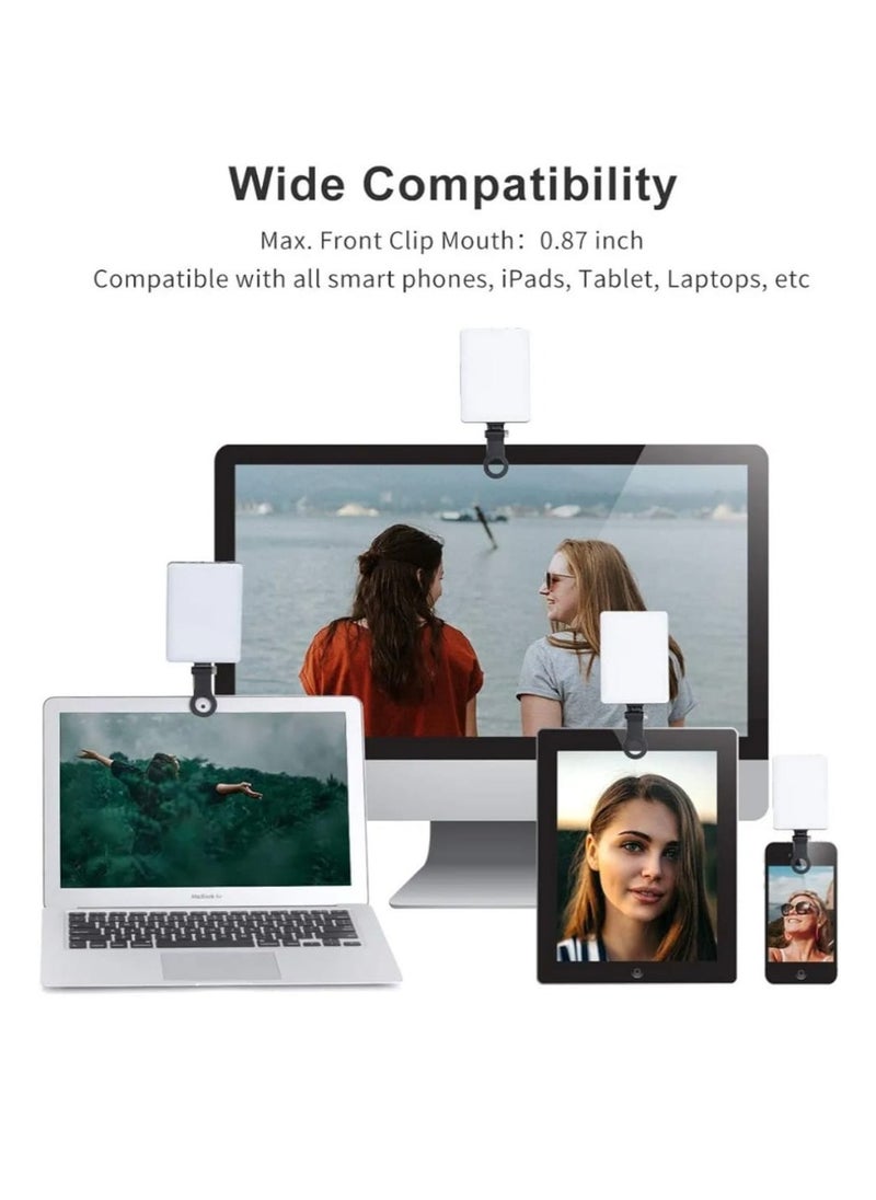 Portable Rechargeable RGB Selfie Light – 2500K-9000K Dimmable Full Color Video Light for Phone, Laptop, Tablet & Camera | Clip-On LED for Selfies, Vlogs, Video Conferencing