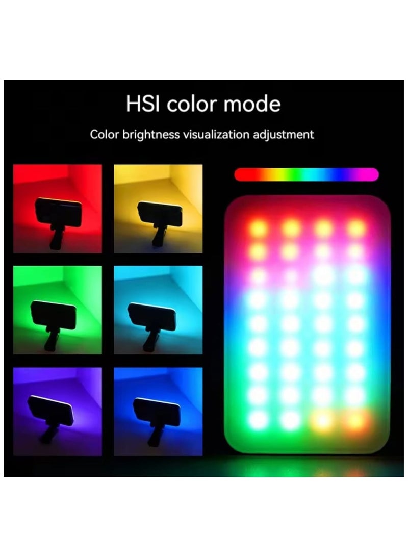 Portable Rechargeable RGB Selfie Light – 2500K-9000K Dimmable Full Color Video Light for Phone, Laptop, Tablet & Camera | Clip-On LED for Selfies, Vlogs, Video Conferencing