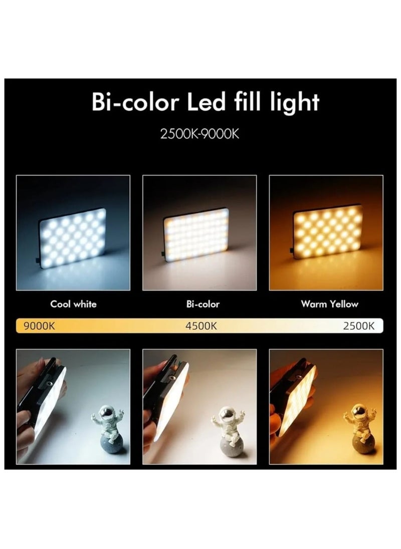 Portable Rechargeable RGB Selfie Light – 2500K-9000K Dimmable Full Color Video Light for Phone, Laptop, Tablet & Camera | Clip-On LED for Selfies, Vlogs, Video Conferencing