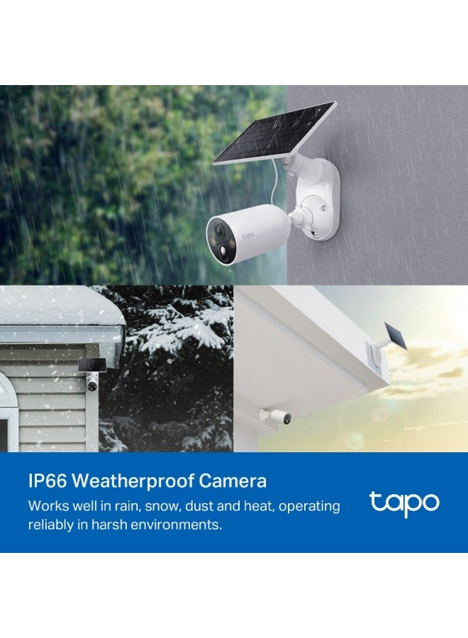 Tapo 2K 4MP QHD Solar Security Camera Kit with Rechargeable Battery and Solar Panel for Continuous Power