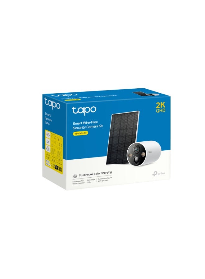 Tapo 2K 4MP QHD Solar Security Camera Kit with Rechargeable Battery and Solar Panel for Continuous Power