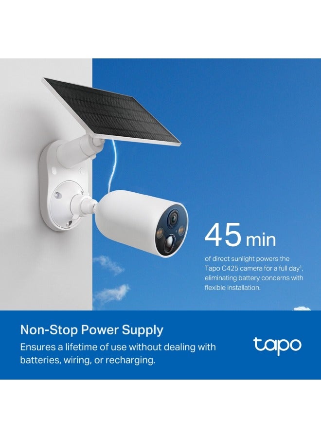 Tapo 2K 4MP QHD Solar Security Camera Kit with Rechargeable Battery and Solar Panel for Continuous Power
