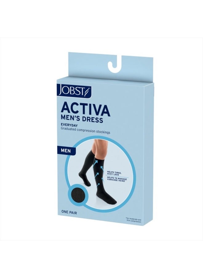 Mens Dress Knee High Closed Toe Compression Stockings, Professional Quality, Stylish Legware for All Day Comfort, with Elegant Rib Design, Compression Class- 8-15
