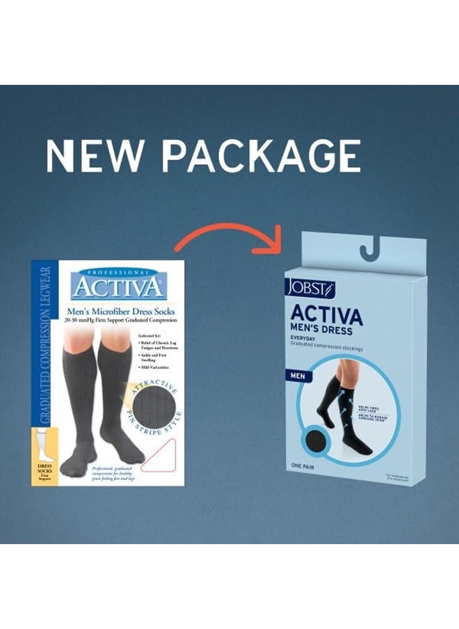 Mens Dress Knee High Closed Toe Compression Stockings, Professional Quality, Stylish Legware for All Day Comfort, with Elegant Rib Design, Compression Class- 8-15