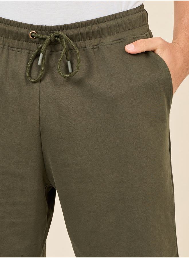 Oversized Solid Shorts with Drawstring Waistband