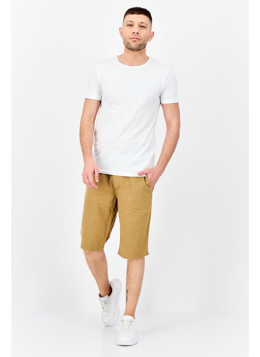 Men Solid Basic Short, Khaki