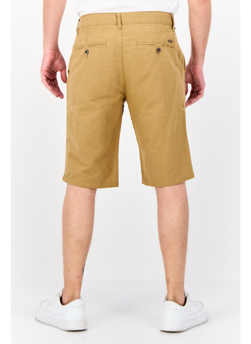 Men Solid Basic Short, Khaki