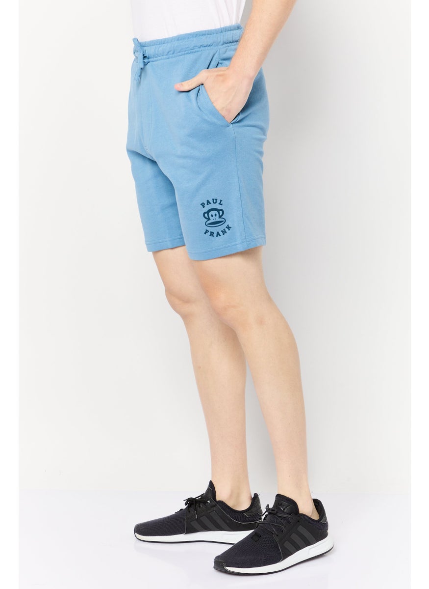 Men Graphic Print Basic Shorts, Blue