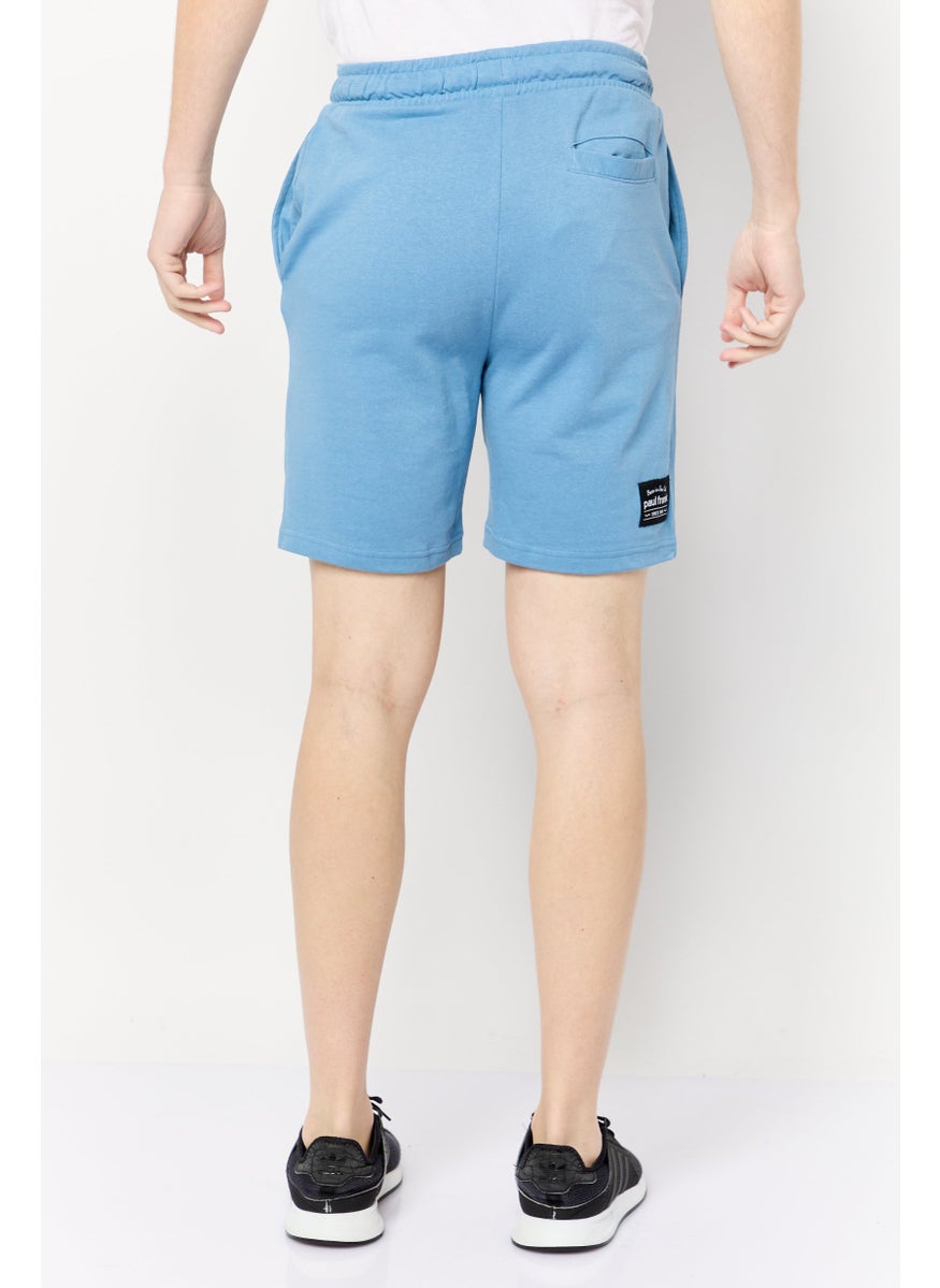 Men Graphic Print Basic Shorts, Blue