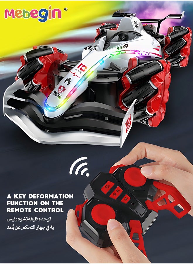 Remote Control Car Toy with Light and Spray Function, 2.4 GHz Double Side Radio Control Drift Race Car, Gesture Sensing RC Stunt Car, Suitable for Various Roads, Ideal Gift for Kids Aged 6+