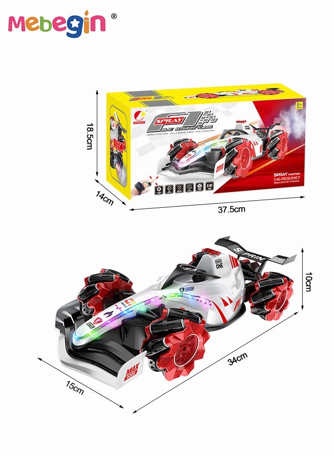 Remote Control Car Toy with Light and Spray Function, 2.4 GHz Double Side Radio Control Drift Race Car, Gesture Sensing RC Stunt Car, Suitable for Various Roads, Ideal Gift for Kids Aged 6+