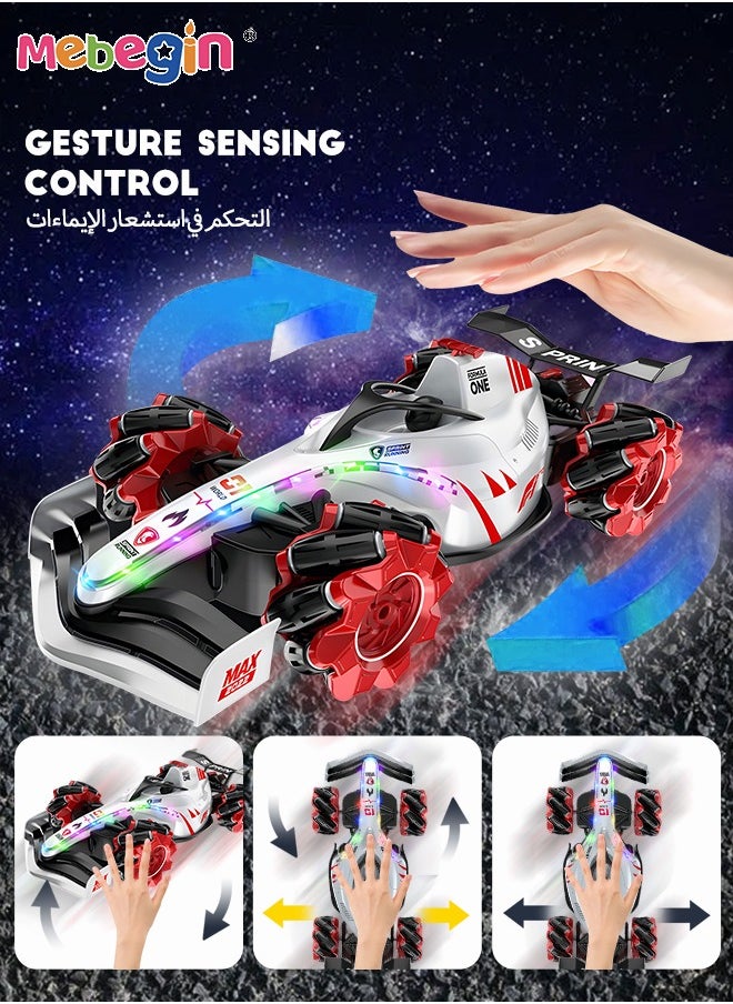Remote Control Car Toy with Light and Spray Function, 2.4 GHz Double Side Radio Control Drift Race Car, Gesture Sensing RC Stunt Car, Suitable for Various Roads, Ideal Gift for Kids Aged 6+