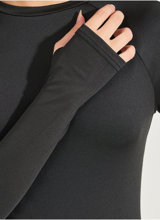 Reflective Back & Elbow Detail Top with Thumbhole Detail