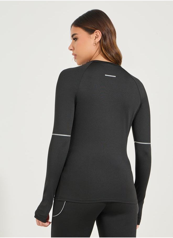 Reflective Back & Elbow Detail Top with Thumbhole Detail