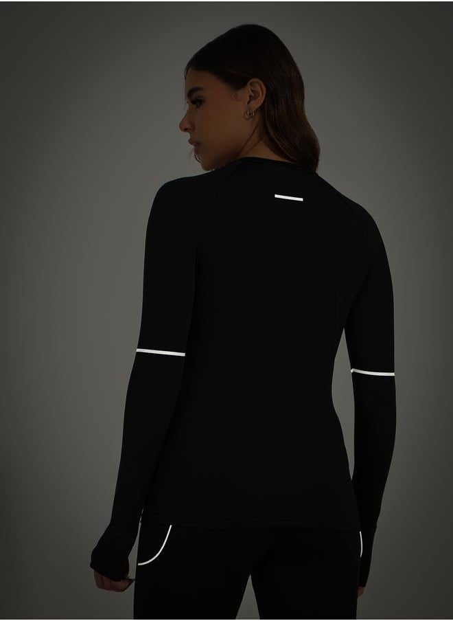 Reflective Back & Elbow Detail Top with Thumbhole Detail