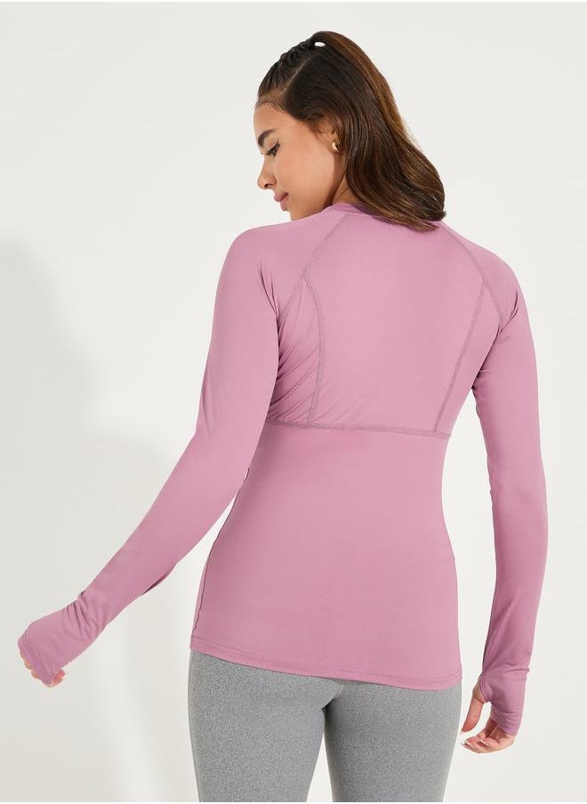 Solid Stitch & Thumbhole Detail Contour Fit Top