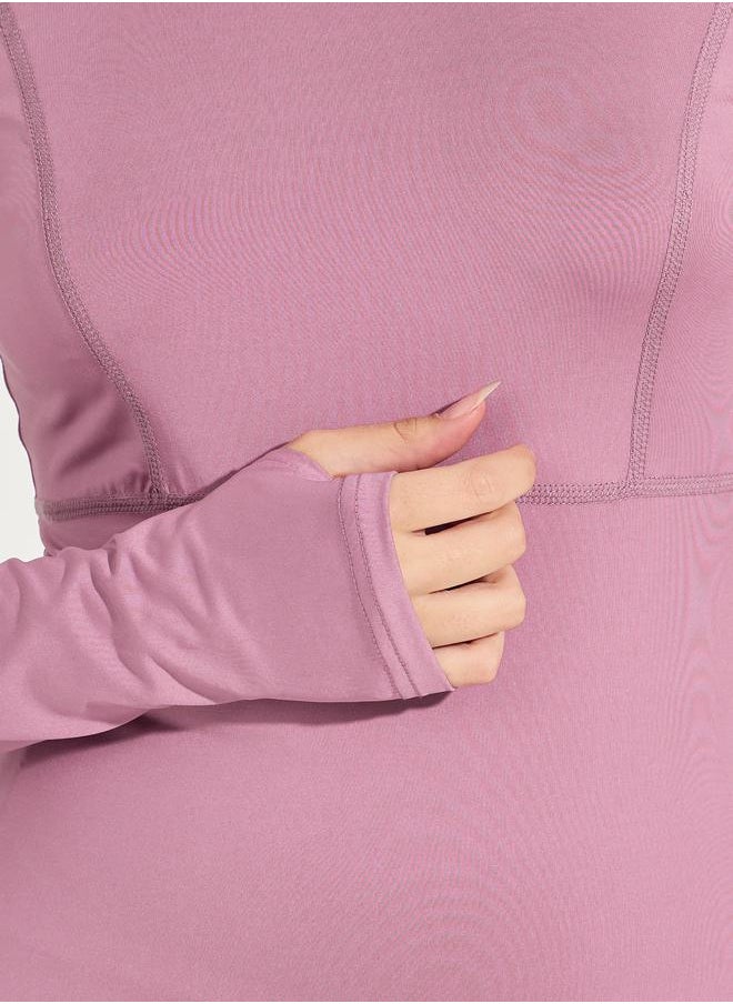 Solid Stitch & Thumbhole Detail Contour Fit Top