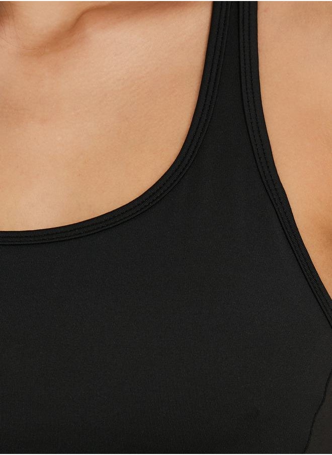 Mesh Insert Overlay Strap Back Detail Active Sports Bra